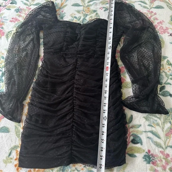 Lulu's Black Ruched Mesh Bodycon Mini Dress size Small - Picture 9 of 10